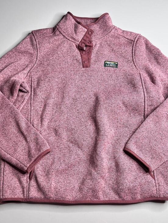 L.L. Bean Tops - L.L.Bean Sweatshirt Womens PL Pink Fleece Snap Mock Neck Pockets Raglan
